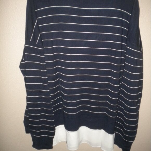 Hilary Radley Women's Size XL Blue Off White Stripe Collared Sweater NWT - Picture 5 of 5